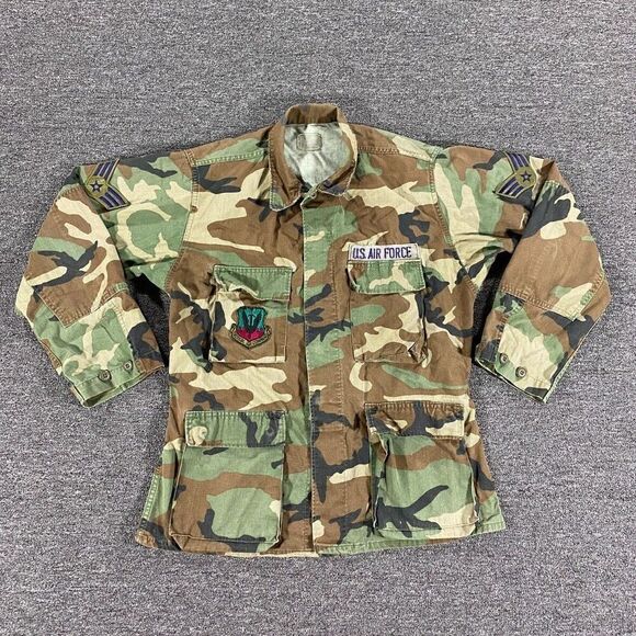 US Air Force Jacket Mens Medium Regular Green Tactical Coat Woodland Camouflage - Picture 1 of 12